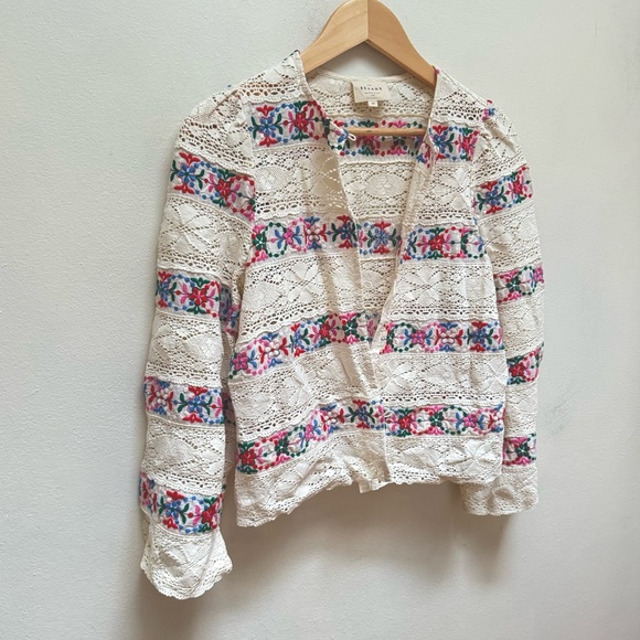 Sezane Floral Embroidered Lace Matika Blouse - Picture 6 of 16